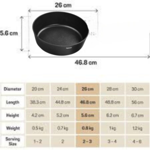 Aluminium Non-Stick Deep Frying Pan with Double Screw Handle in Black Color, 24 cm - Image 2