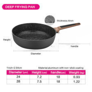 Diamond Series Aluminum Non-Stock Deep Frying Pan with Induction Bottom, 24 cm - Image 3