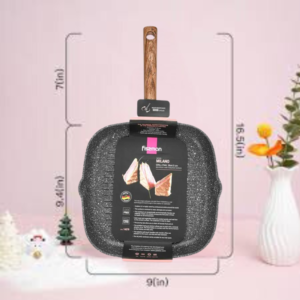 Milano Series Aluminum Non-Stick Square Grill Pan in Black Color, 28 x 4.5 cm - Image 2