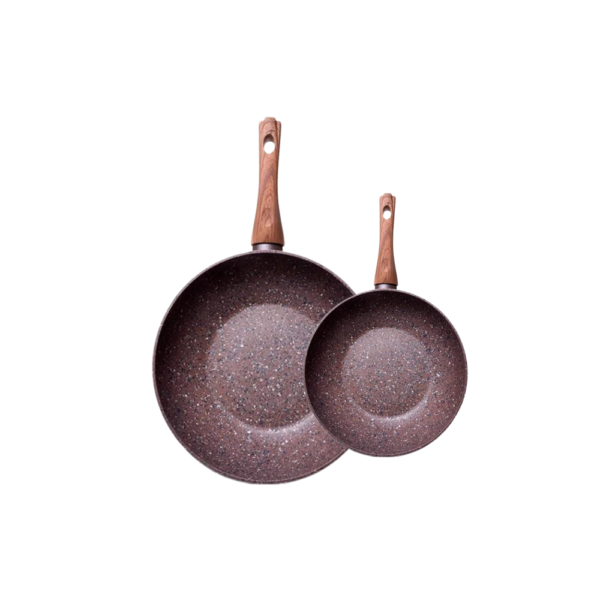 "Elegant" "Aluminium Wok" "Brown Series" "EcoStone Handle"