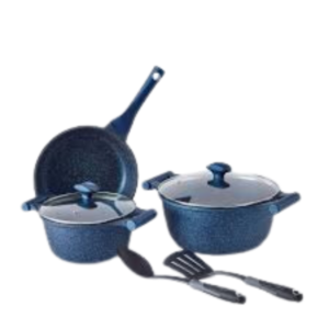 Prestige Aluminium Essentials Granite Fry Pan, Set of 7, Dark Blue - Image 3
