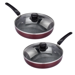 ARK Choice Nonstick Induction Aluminium Tapper Fry Pan with Glass Lid, 24 cm - Image 3