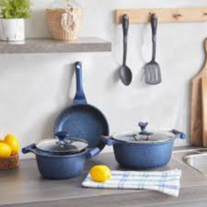 Prestige Aluminium Essentials Granite Fry Pan, Set of 7, Dark Blue - Image 2