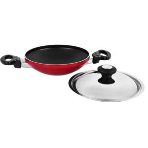 Prestige Metal 0.4L Flat Bottom Kadai, Red - Image 4