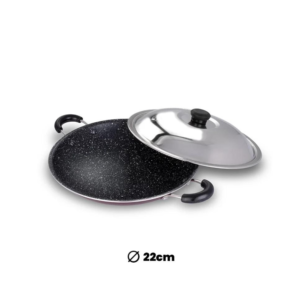 ARK Premium Marble Coated Non Stick Aluminium Appachatty with Stainless Steel Lid, 22 Cm - Image 3