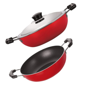 ARK Non Stick Mini Aluminium Kadai with Stainless Steel Lid, 20 cm - Image 4
