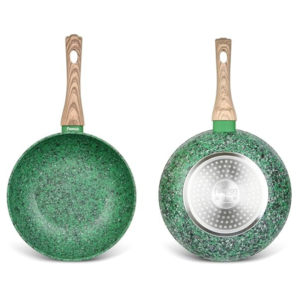 Malachite Series Aluminum Non-Stick Wok Pan with Induction Bottom in Green Color, 28 x 8 cm - Image 3