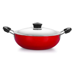 ARK Non Stick Mini Aluminium Kadai with Stainless Steel Lid, 20 cm - Image 3