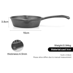 Non-stick Cast Iron Frying Pan in Black Color, 16 x 3.8 cm - Image 2