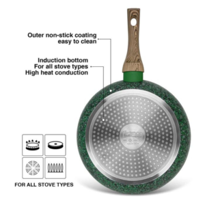 Malachite Series Aluminum Non-Stick Frying Pan with Induction Bottom in Green/Brown Color, 20 x 4.5 cm - Image 3