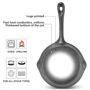 Non-stick Cast Iron Frying Pan in Black Color, 16 x 3.8 cm - Image 4
