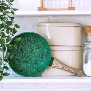 Malachite Series Aluminum Non-Stick Frying Pan with Induction Bottom in Green/Brown Color, 20 x 4.5 cm - Image 2