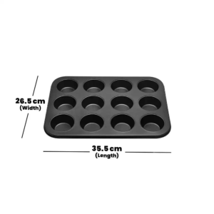 Sanneng Sn9087 Non Stick Steel 12 Muffin Baking Tray L 36.5 x W 26.5 cm - Image 3