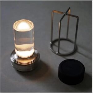 Cordless Table Lamp Set of 2 Silver for Bar and Dining