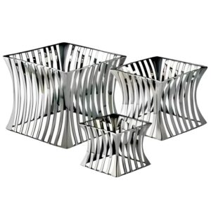 Stainless Steel Round Buffet Elevation Stand Square Set of 3