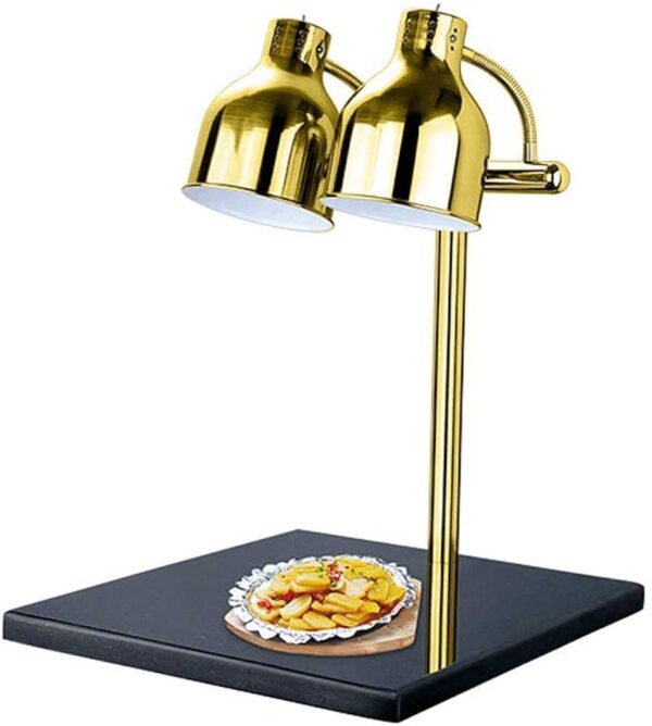 Stainless Steel Gold Heating Lamp Double with Black Marble Base 550*500*h750mm