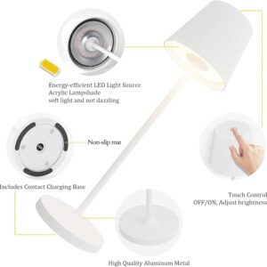 Cordless Table Lamps White Set of 2 Pack White 5200mAH