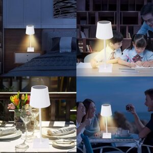 Cordless Table Lamp Black Set of 2 Pack White 5200mAH Square Base