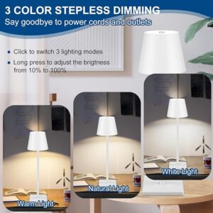 Cordless Table Lamp Black Set of 2 Pack White 5200mAH Square Base