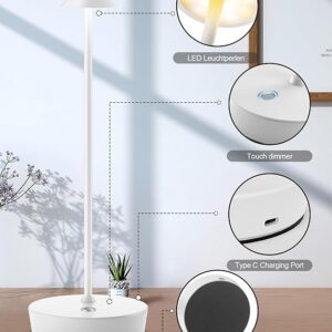 Cordless Table Lamp Set of 2 White for Bar and Dining