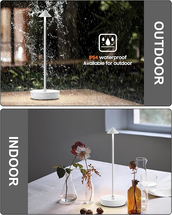 Cordless Table Lamp Set of 2 White for Bar and Dining