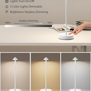 Cordless Table Lamp Set of 2 White for Bar and Dining