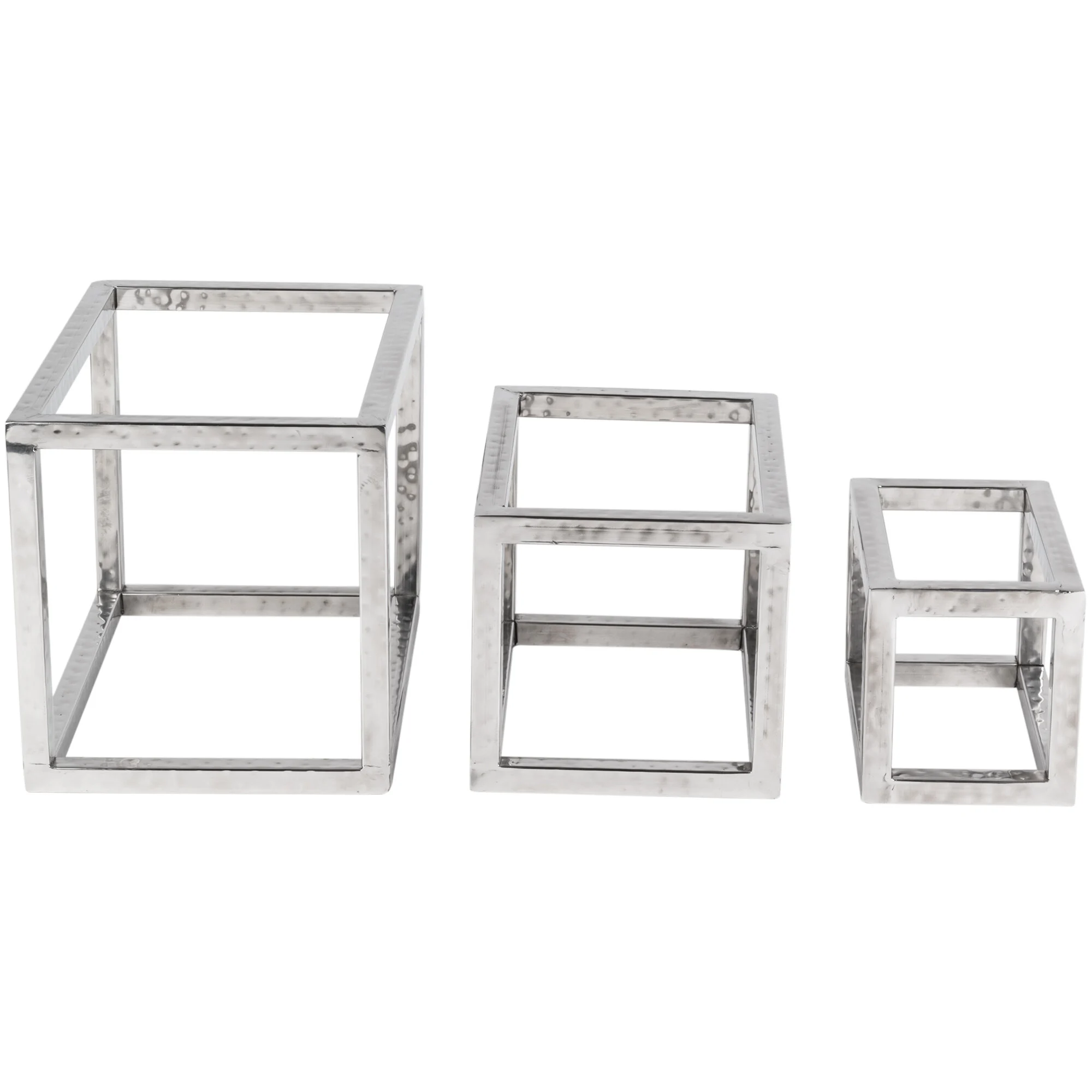Stainless Steel Hammered Buffet Elevation Stand Square Set of 3