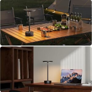 Cordless Table Lamp Set of 2 Black for Bar and Dining - Image 2