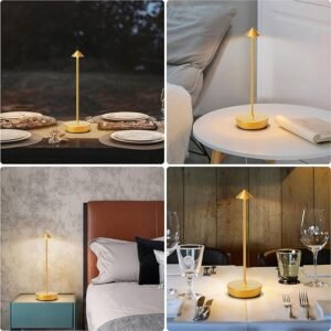 Cordless Table Lamp Set of 2 Gold for Bar and Dining