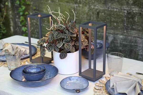 Cordless Table Lamp Set of 2 Gray for Bar and Dining