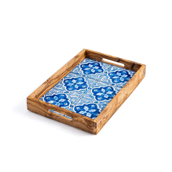 Olive Wood Rectangular Tray with Ceramic Coating 30x20cm