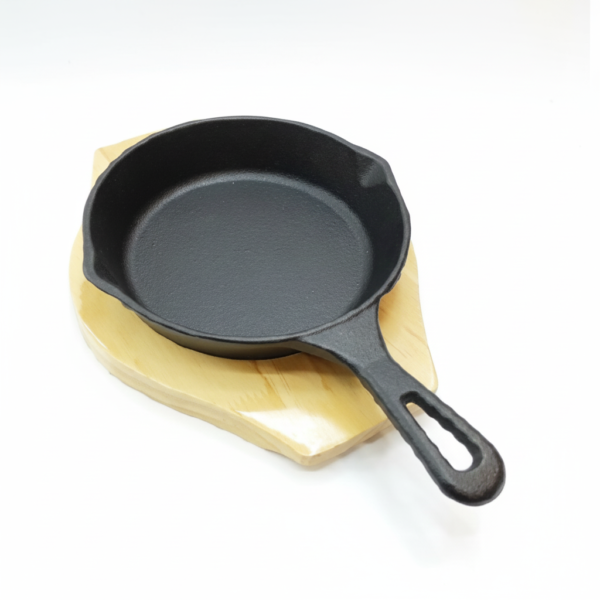 Cast Iron Round Pan One Handle with Wooden Base 25cm Cast Iron Round Pan One Handle with Wooden Base 25cm