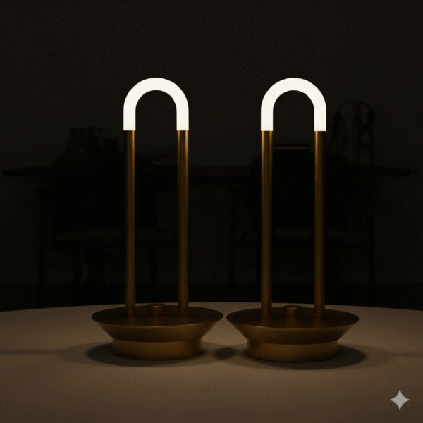 Cordless Table Lamp Set of 2 Gold for Bar and Dining