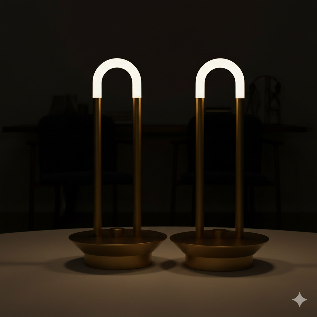 Cordless Table Lamp Set of 2 Gold for Bar and Dining