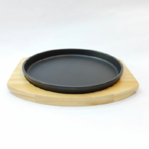 Cast Iron Round Pan with Wooden Base 26cm