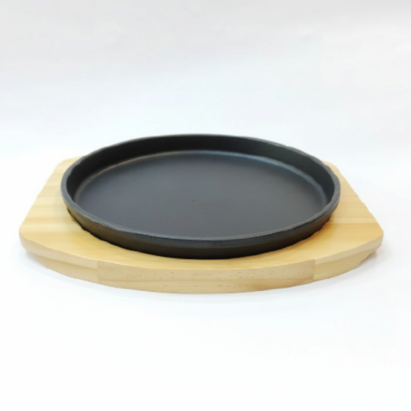 Cast Iron Round Pan with Wooden Base 26cm