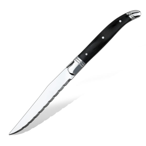 Premium Laguiole Steak Knife with Pakka Wood Handle 4.5" Serrated Black