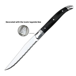 Premium Laguiole Steak Knife with Pakka Wood Handle 4.5" Serrated Black