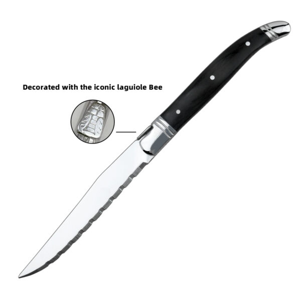 Premium Laguiole Steak Knife with Pakka Wood Handle 4.5" Serrated Black