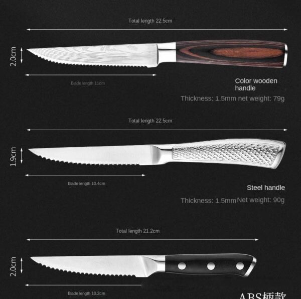 Damascus Steak Knife SS Handle Laser Pattern Forged set of 6