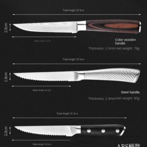 Damascus Steak Knife with ABS Handle Laser Pattern Forged set of 6 - Image 2