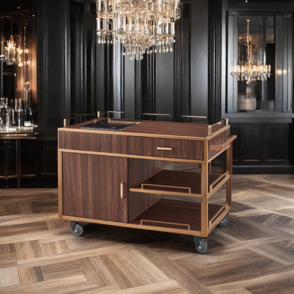 Wooden Bar Trolley with Wheel