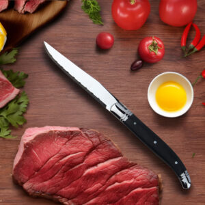 Premium Laguiole Steak Knife with Pakka Wood Handle 4.5" Serrated Black
