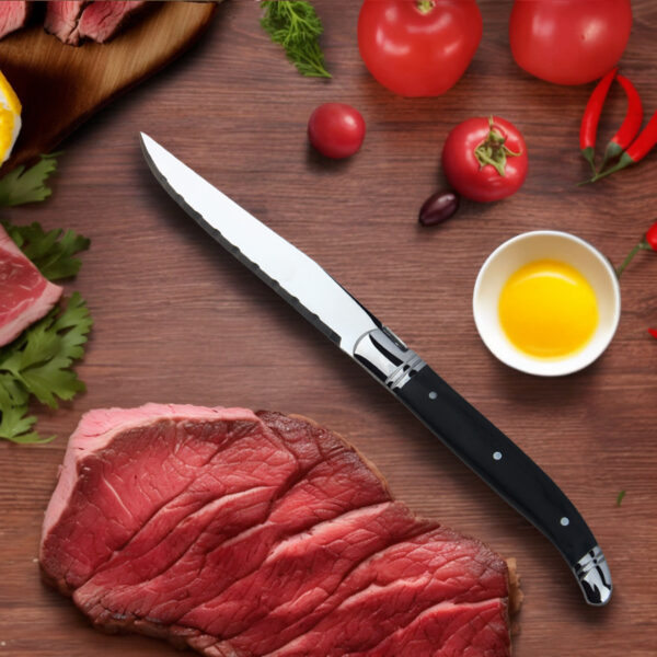 Premium Laguiole Steak Knife with Pakka Wood Handle 4.5" Serrated Black