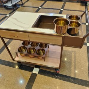 Wine Service Trolley Wooden with Wheels