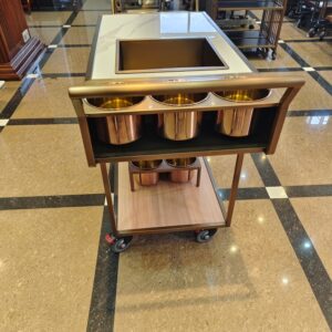 Wine Service Trolley Wooden with Wheels