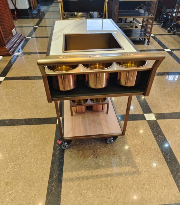 Wine Service Trolley Wooden with Wheels