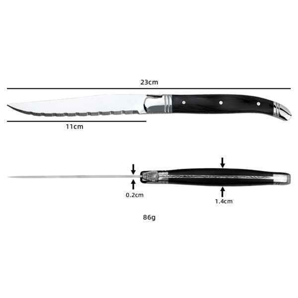 Premium Laguiole Steak Knife with Pakka Wood Handle 4.5" Serrated Black