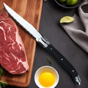 Premium Laguiole Steak Knife with Pakka Wood Handle 4.5" Serrated Black