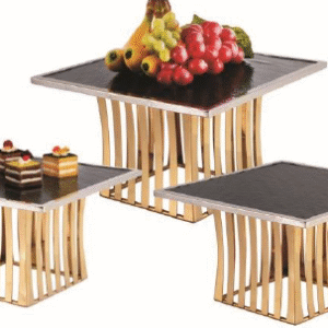 SS Buffet Riser Stand Gold Set of 3 Square